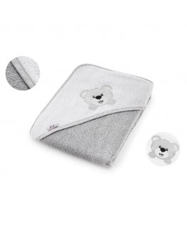 Bocioland towel with hood terry 100x100, gray, teddy bear, BOC0221