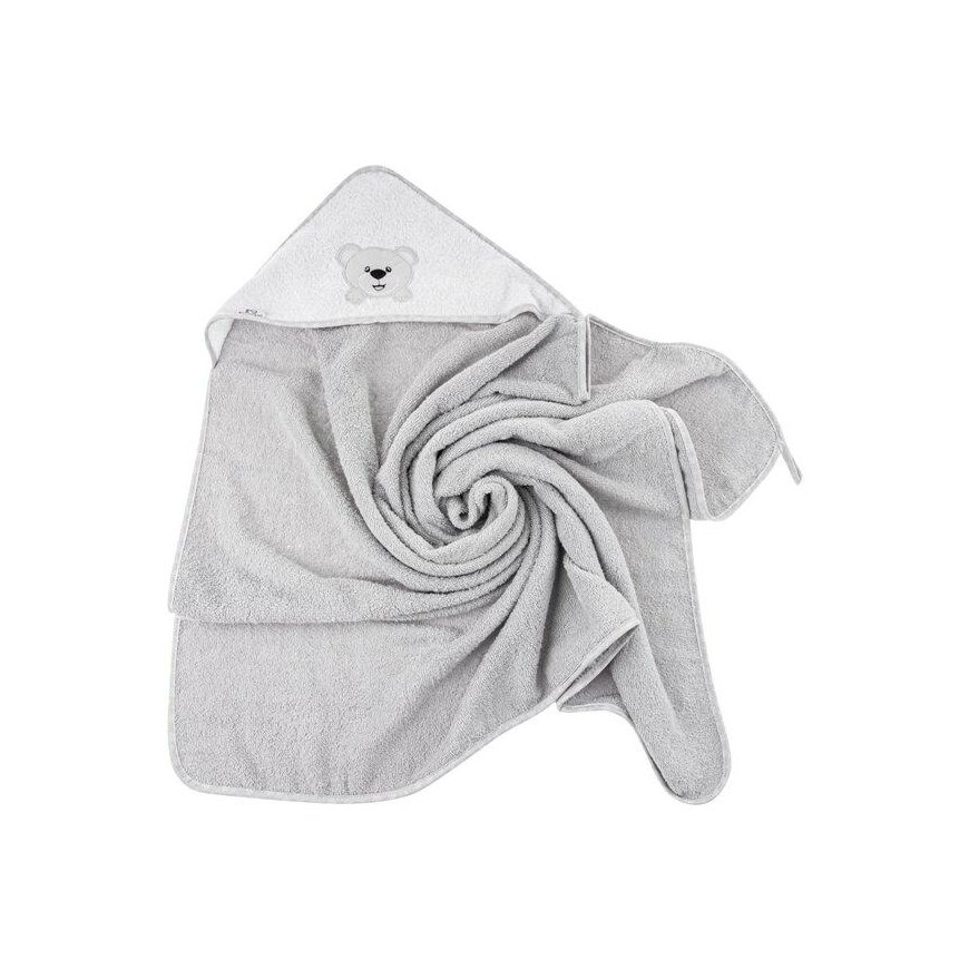 Bocioland towel with hood terry 100x100, gray, teddy bear, BOC0221 – 2