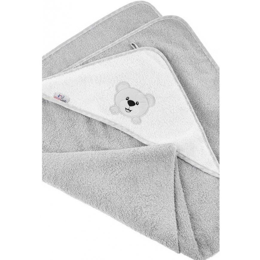 Bocioland towel with hood terry 100x100, gray, teddy bear, BOC0221 – 3