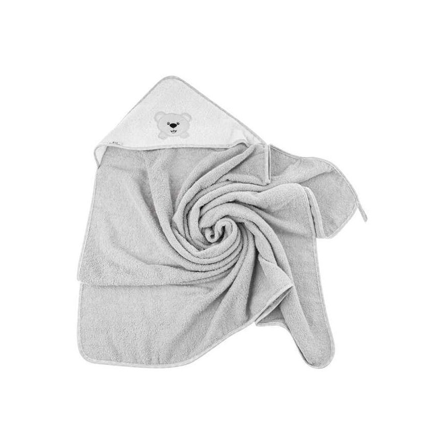 Bocioland towel with hood terry 100x100, gray, teddy bear, BOC0221 – 4