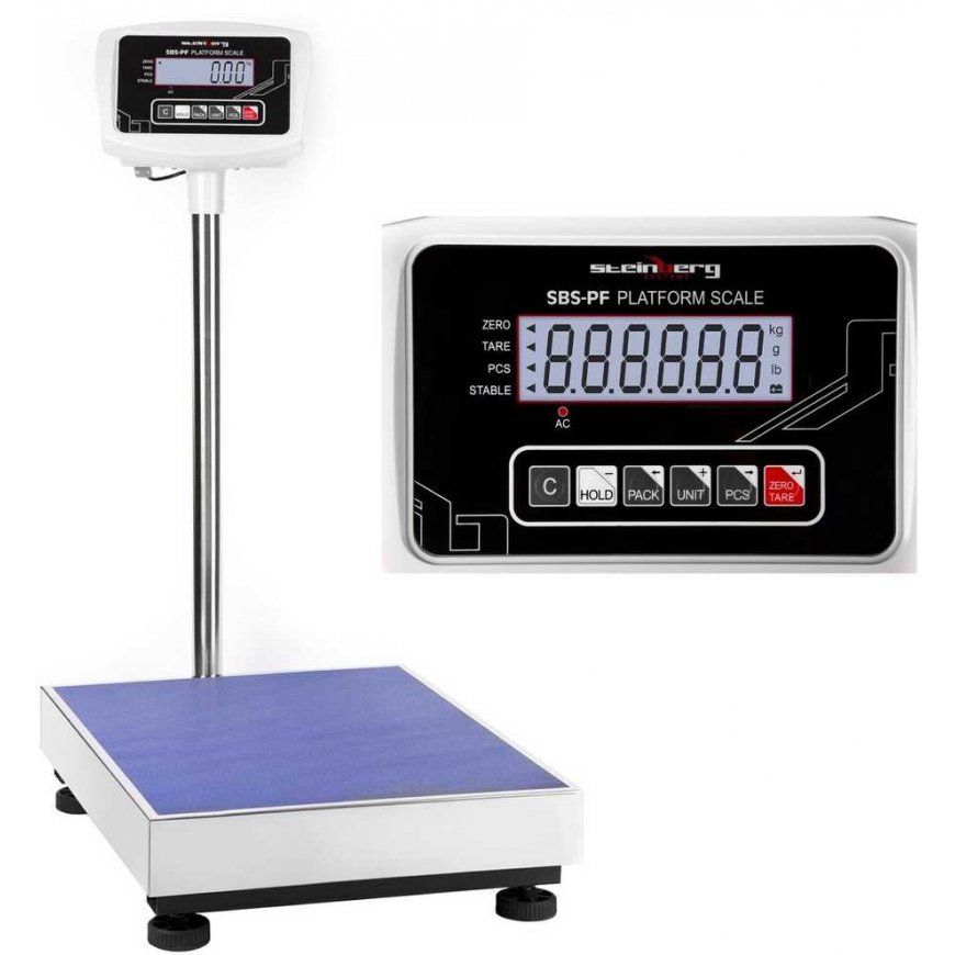 Virtuvinės svarstyklės Steinberg Systems Skaičiavimo platforminės sandėlio svarstyklės SBS-PF-150 LCD iki 150 kg
