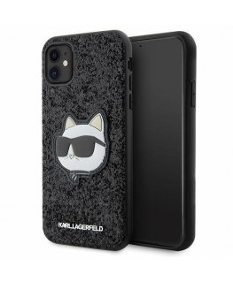 Karl Lagerfeld KLHCN61G2CPK iPhone 11 / Xr 6.1" Black/Black Hard Case "Glitter Choupette Patch"