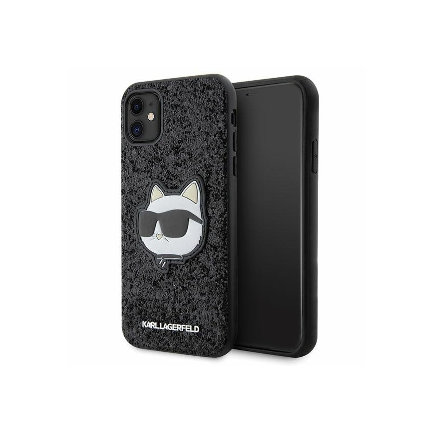 Karl Lagerfeld KLHCN61G2CPK iPhone 11 / Xr 6.1" Black/Black Hard Case "Glitter Choupette Patch" – 2