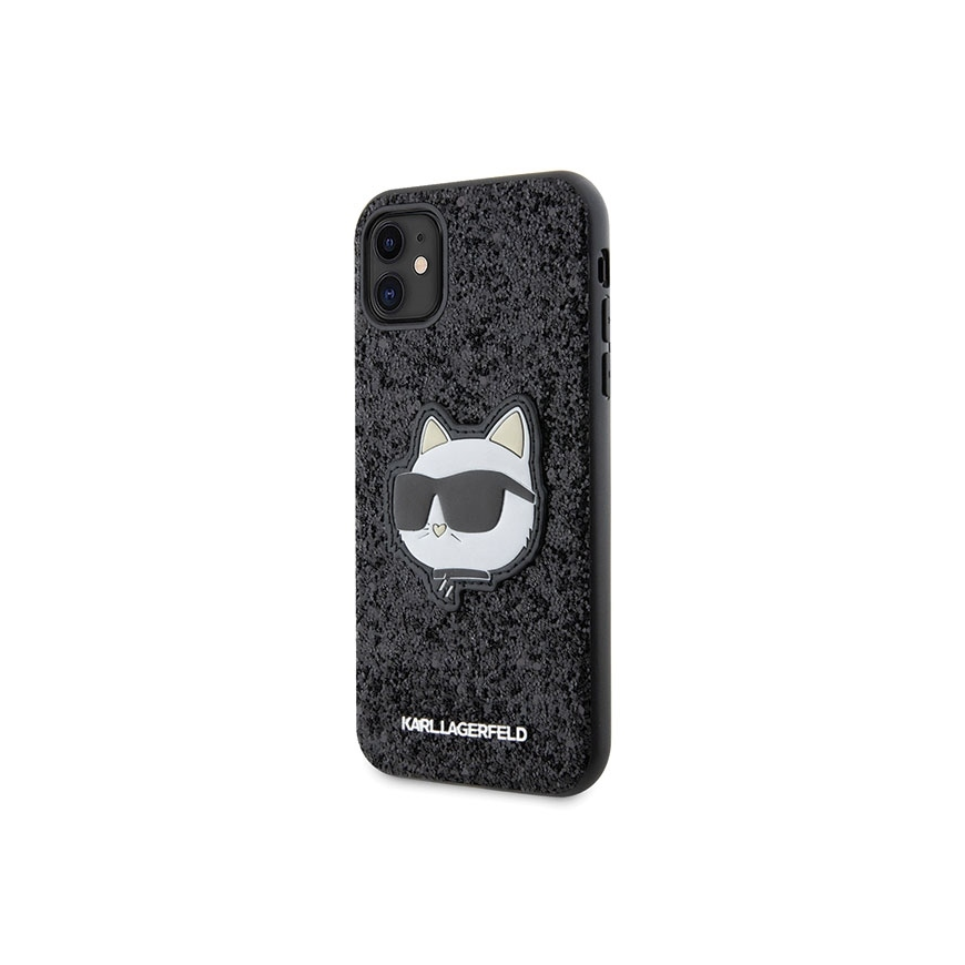 Karl Lagerfeld KLHCN61G2CPK iPhone 11 / Xr 6,1" juodas/juodas kietas dėklas "Glitter Choupette Patch" – 3