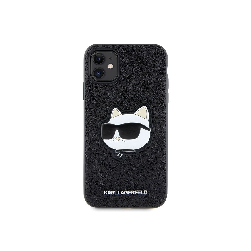 Karl Lagerfeld KLHCN61G2CPK iPhone 11 / Xr 6,1" juodas/juodas kietas dėklas "Glitter Choupette Patch" – 4