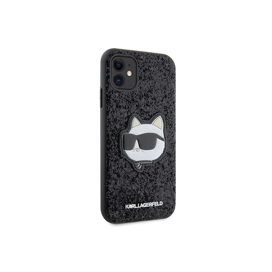 Karl Lagerfeld KLHCN61G2CPK iPhone 11 / Xr 6,1" juodas/juodas kietas dėklas "Glitter Choupette Patch" – 5