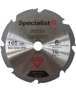 SPECIALIST+ etc. disc fiber. for cement, 8T 165 x 20 mm