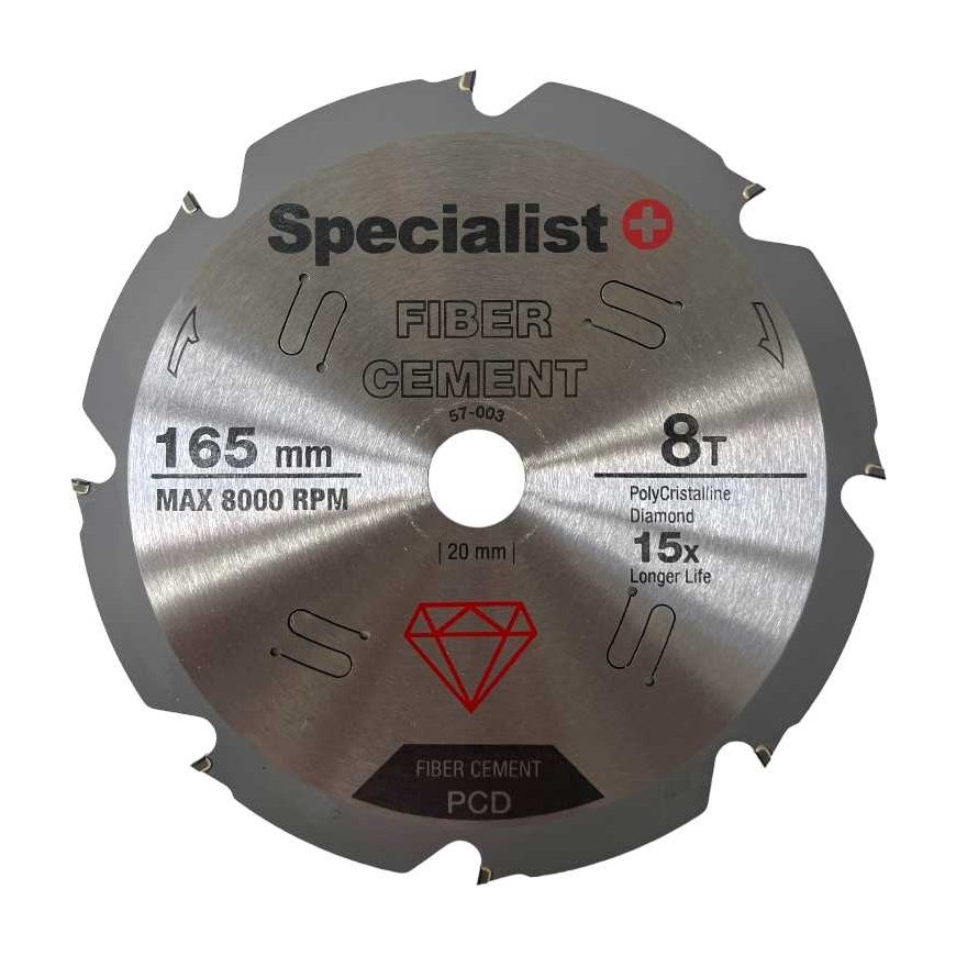 SPECIALIST+ etc. disc fiber. for cement, 8T 165 x 20 mm