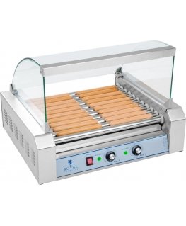 Royal Catering Roller grill with lid, roller grill, sausage warmer, 11 rolls