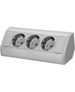 Orno Lizdas meblowe 3x2P+Z (Schuko), pilka-Sidabrinė