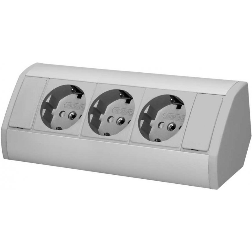 Orno Lizdas meblowe 3x2P+Z (Schuko), pilka-Sidabrinė