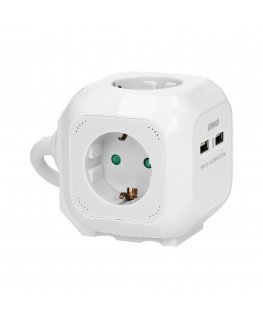 Orno 4-way extension cord 2P+E (Schuko), 2xUSB charger, 1.4m H05VV-F 3x1.5mm2, white