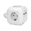 Orno 4 krypčių ilgintuvas 2P+E (Schuko), 2xUSB įkroviklis, 1,4m H05VV-F 3x1,5mm2, balta Orno 4 krypčių ilgintuvas 2P+E (Schuko), 2xUSB įkroviklis, 1,4m H05VV-F 3x1,5mm2, balta