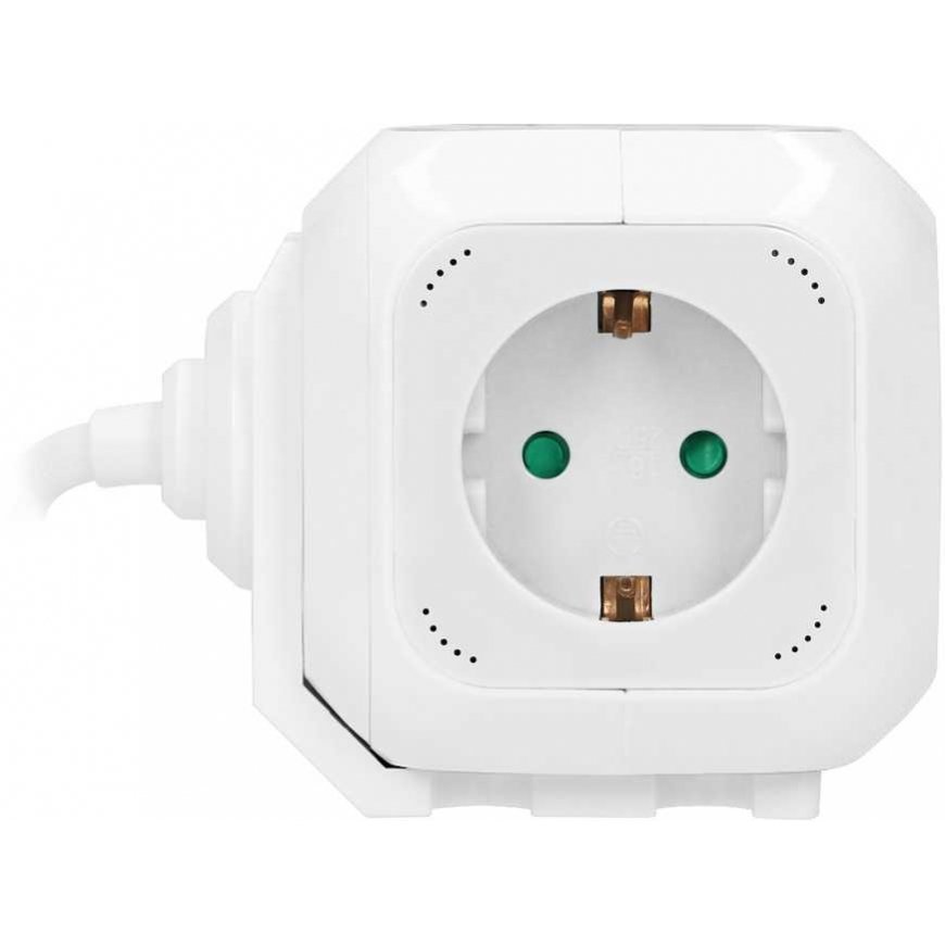 Orno 4-way extension cord 2P+E (Schuko), 2xUSB charger, 1.4m H05VV-F 3x1.5mm2, white – 3