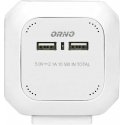 Orno 4-way extension cord 2P+E (Schuko), 2xUSB charger, 1.4m H05VV-F 3x1.5mm2, white