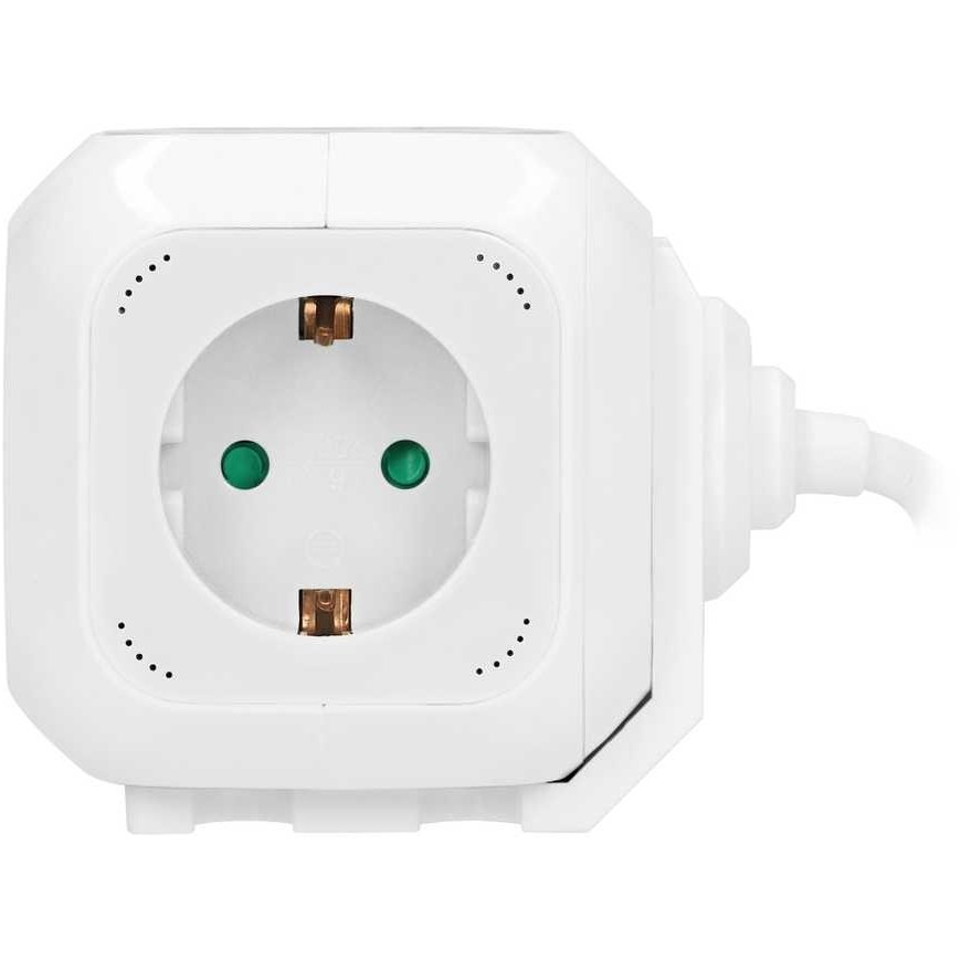 Orno 4 krypčių ilgintuvas 2P+E (Schuko), 2xUSB įkroviklis, 1,4m H05VV-F 3x1,5mm2, balta – 5