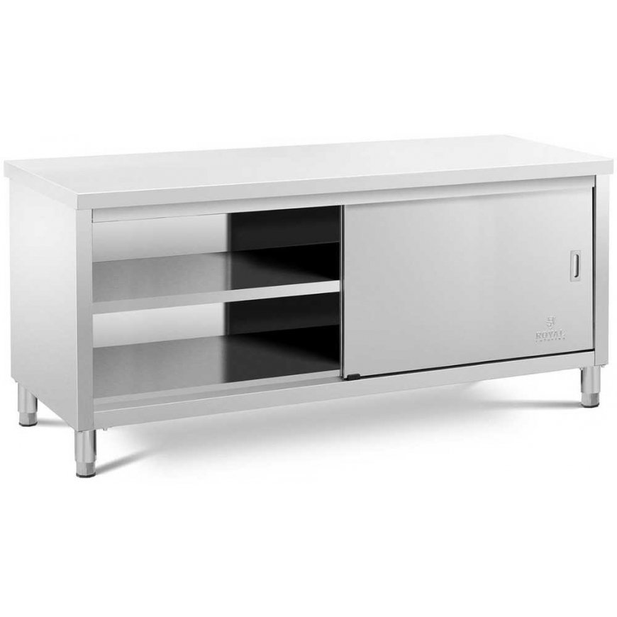 Royal Catering Szafka stojąca nierdzewna gastronomiczna drzwiczki suwane 200x70cm – 2