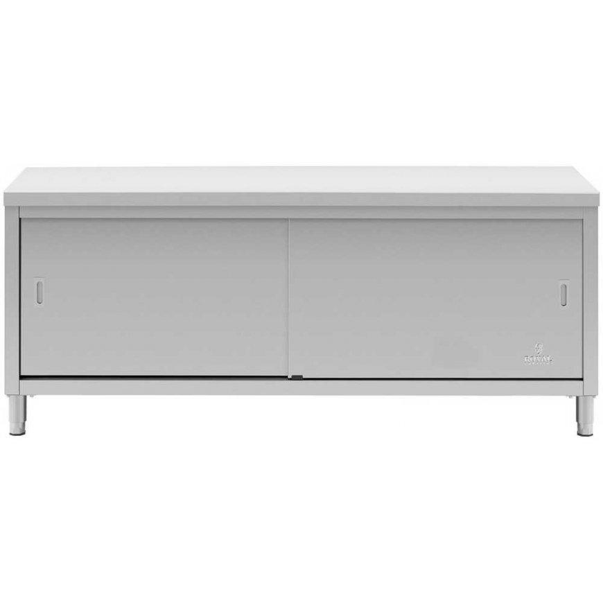 Royal Catering Stainless steel gastronomy freestanding cabinet with sliding doors 200x70cm – 5