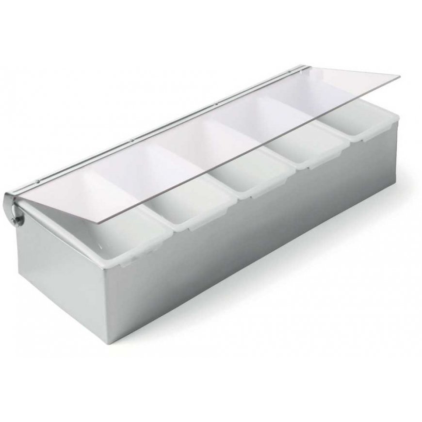 Bartender container for drink accessories, 5 steel inserts - Hendi 552100