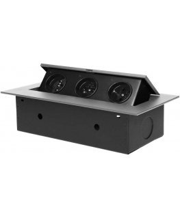 Ornos Furniture socket recessed into the tabletop with a flat edge, 3x2P+Z, silver