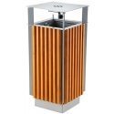 MEVA Miesto šiukšliadėžė su pelenine ir nuimamu metalu + medinis įdėklas, 65L MEVA Miesto šiukšliadėžė su pelenine ir nuimamu metalu + medinis įdėklas, 65L