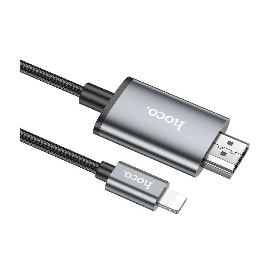 Kabelis Hoco UA27 Lightning to HDMI 2.0m pilkas
