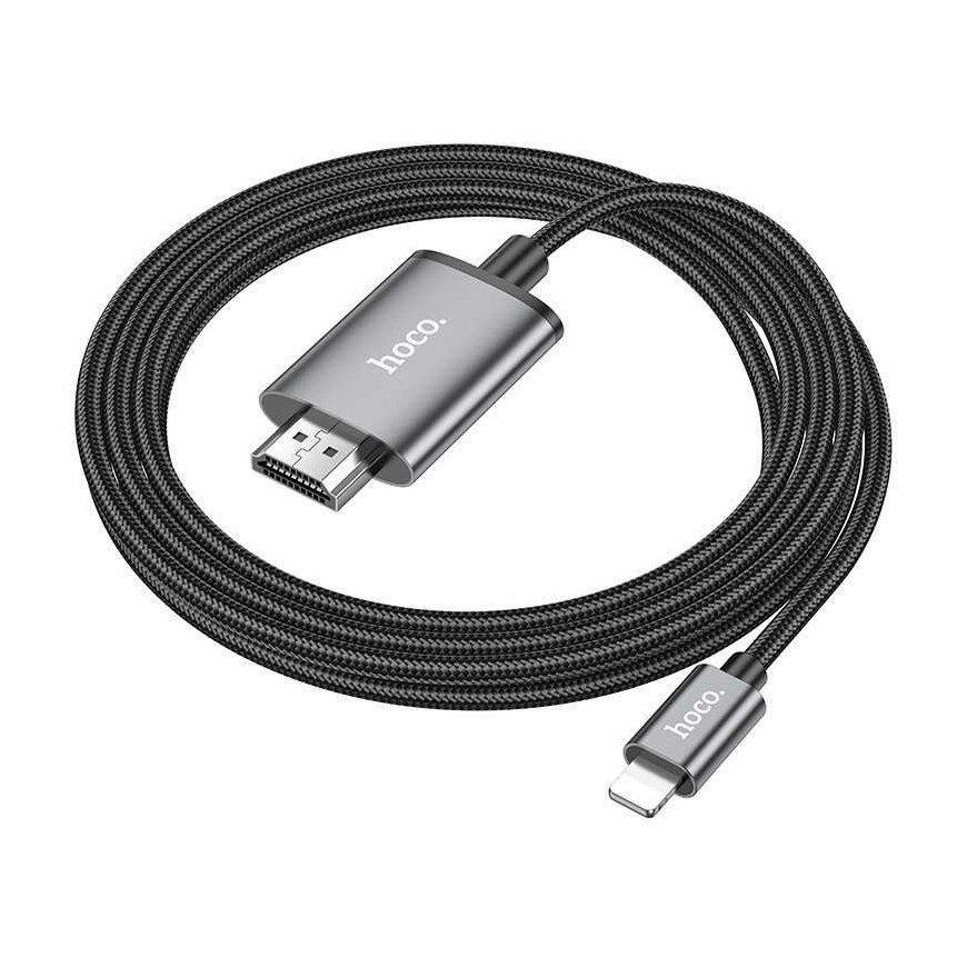 Kabelis Hoco UA27 Lightning to HDMI 2.0m pilkas – 2