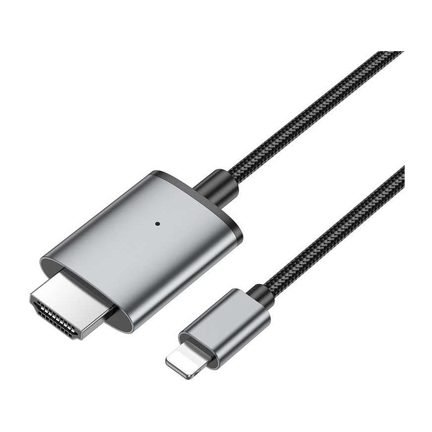 Kabelis Hoco UA27 Lightning to HDMI 2.0m pilkas – 3