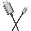 Kabelis Hoco UA27 Lightning to HDMI 2.0m pilkas Kabelis Hoco UA27 Lightning to HDMI 2.0m pilkas