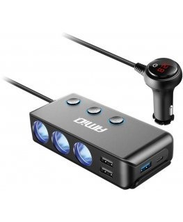Rozdzielacz rozgałęźnik trójnik zapalniczki + woltomierz kroviklis usb usb-c 12v 24v amio-03781