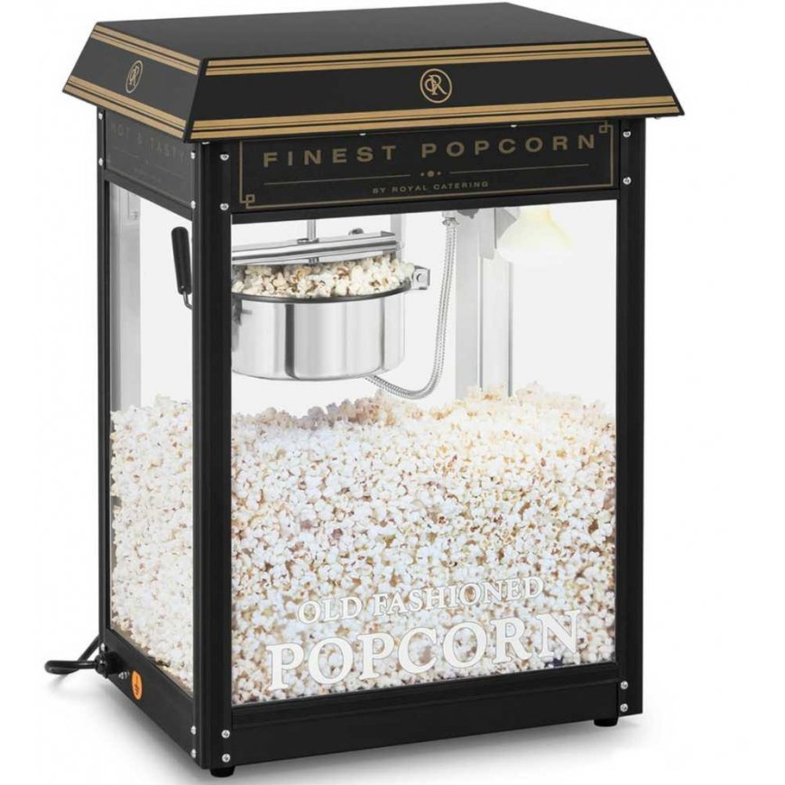 Royal Catering Retro popcorn maker TEFLON 1600 W 5-6kg/h - black and gold – 2