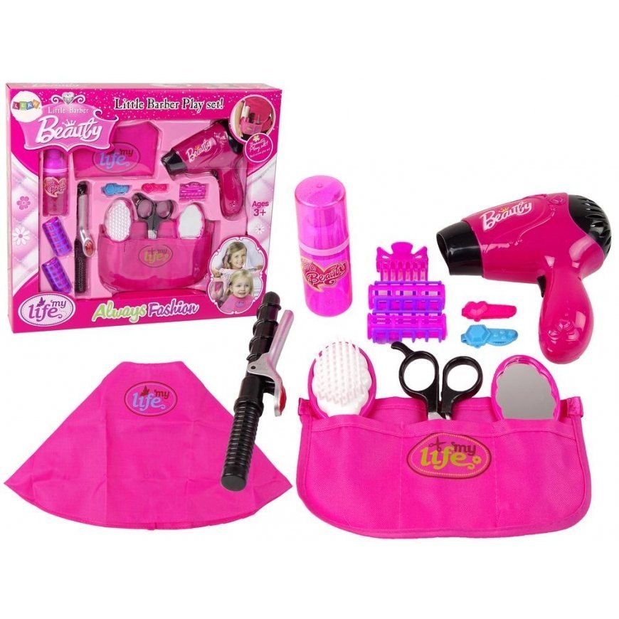 Lean Toys Beauty Hairdressing Set Hair dryer Curling iron Pink