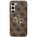 Originalus priekinio skydelio dėklas GUESS GUHCS24S4GMGBR, skirtas Samsung S24 (odinis 4G metalinis logotipas / ruda) Originalus priekinio skydelio dėklas GUESS GUHCS24S4GMGBR, skirtas Samsung S24 (odinis 4G metalinis logotipas / ruda)