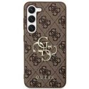 Originalus priekinio skydelio dėklas GUESS GUHCS24S4GMGBR, skirtas Samsung S24 (odinis 4G metalinis logotipas / ruda) Originalus priekinio skydelio dėklas GUESS GUHCS24S4GMGBR, skirtas Samsung S24 (odinis 4G metalinis logotipas / ruda)