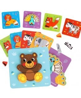 WOOPIE Green Układanka Drewniana Klocki Zwierzątka Montessori FSC