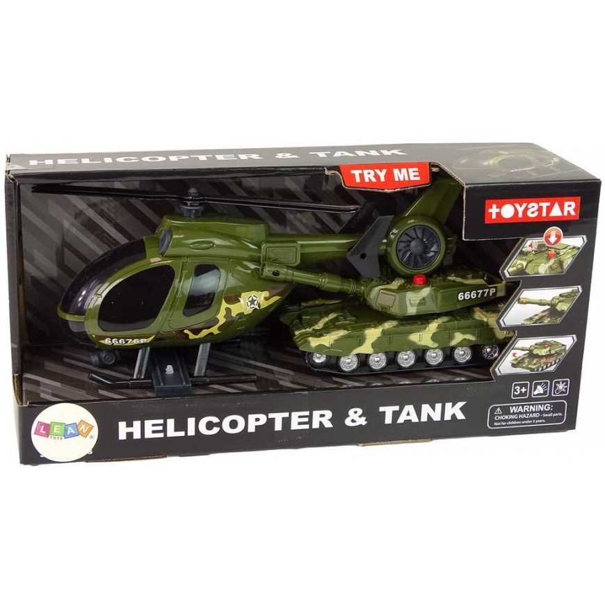 Lean Toys Set Military Tank Friction Helicopter – 5