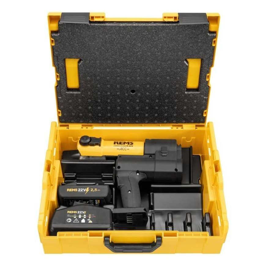 Akumuliatorinis vamzdžių presavimo įrankis REMS Akku-Press E 22V ACC – 2