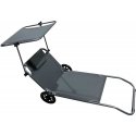 Enero Camp LEŻAK folding PLAŻOWY Z DASZKIEM NA KÓŁKACH 116x62x62-90CM GRAY Enero Camp LEŻAK folding PLAŻOWY Z DASZKIEM NA KÓŁKACH 116x62x62-90CM GRAY