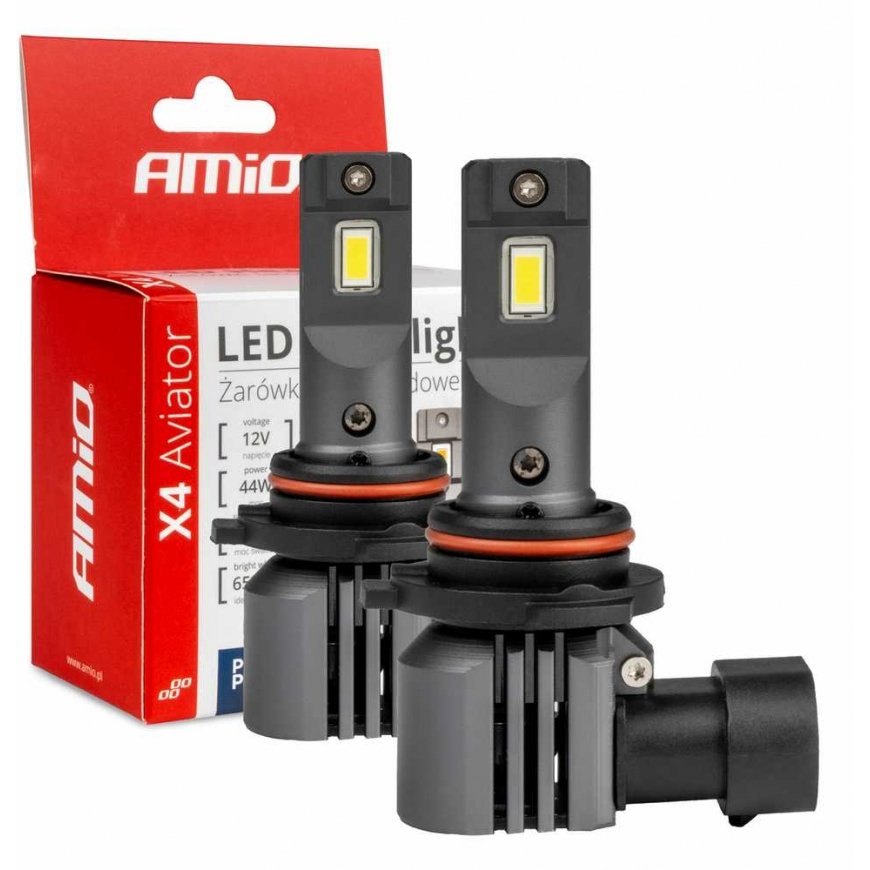 Żarówki samochodowe led seria x4 aviator hb4 6500k canbus amio-03767