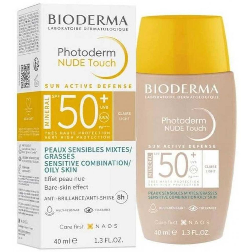 Bioderma Photoderm Nude Touch mineralinis apsaugos nuo saulės veido kremas SPF 50+, atspalvis: Clair, 40 ml – 3