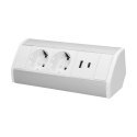 Orno Lizdas meblowe 2x2P+Z (Schuko), 2xUSB (typ A+C 2,4A), balta ir-Sidabrinė Orno Lizdas meblowe 2x2P+Z (Schuko), 2xUSB (typ A+C 2,4A), balta ir-Sidabrinė