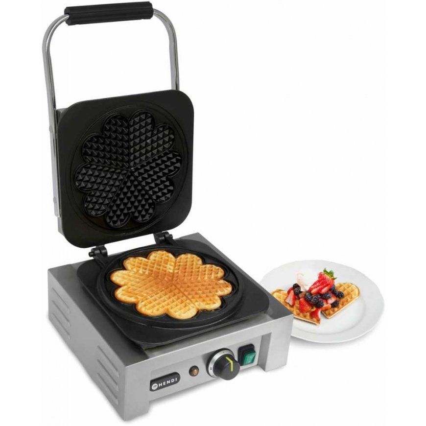 Hendi Professional waffle maker, rosette, 5 heart waffles, dia. 215mm 2200W – 3