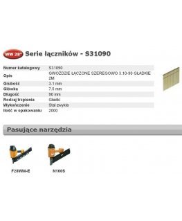 Nails Bostitch 3.1x90 mm 28° 2000 pcs. straight stem