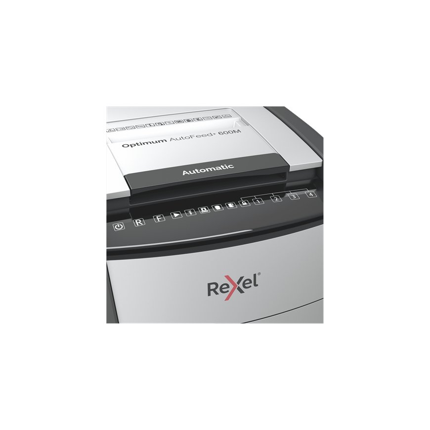 Rexel AutoFeed+ 600M paper shredder Micro-cut shredding 55 dB 23 cm Black, Grey – 4