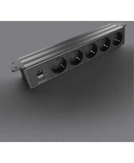 Power outlet DELTACO OFFICE, 5 outlets, 1x21W A+C USB charging, GST18 cable connector / GT-1105 / 1902245