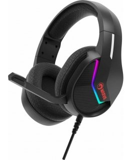 Headphones Marvo H8618, headphones with microphone, volume control, black, 2.0, podświetlane, USB