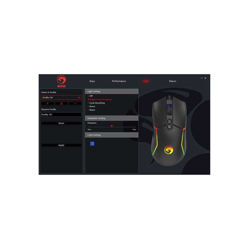 Pelė Marvo Pelė M655, 12000DPI, optinė, 7kl., su laidu USB, juoda, do gry, podświetlona – 2