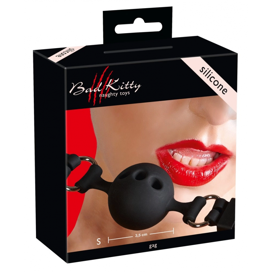 Bad Kitty - Black Silikonowy Knebel Z Otworami Mały – 2