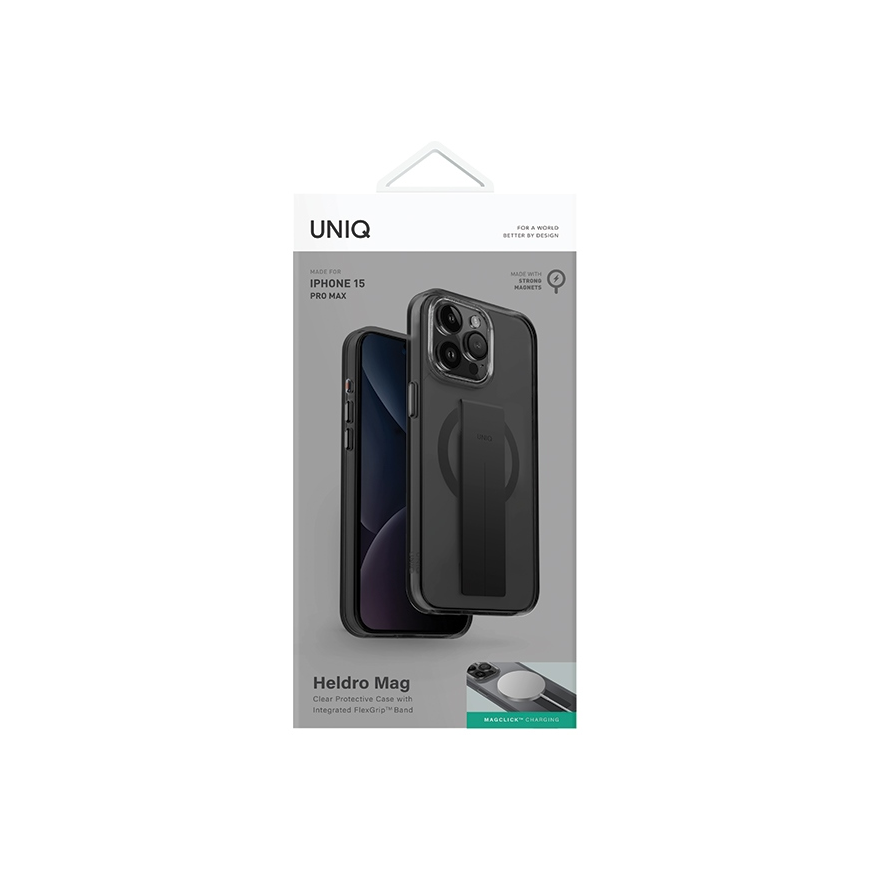Dėklas UNIQ etui Heldro Mag iPhone 15 Pro Max 6.7" Magclick Charging juoda/vapour smoke – 2