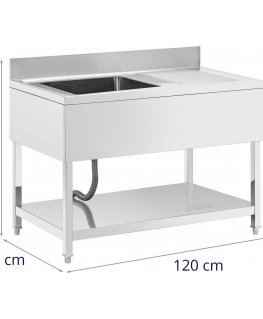 Royal Catering Zlew basin jednokomorowy with ociekaczem półkku i rantem lewy 120 x 70 x 97 cm